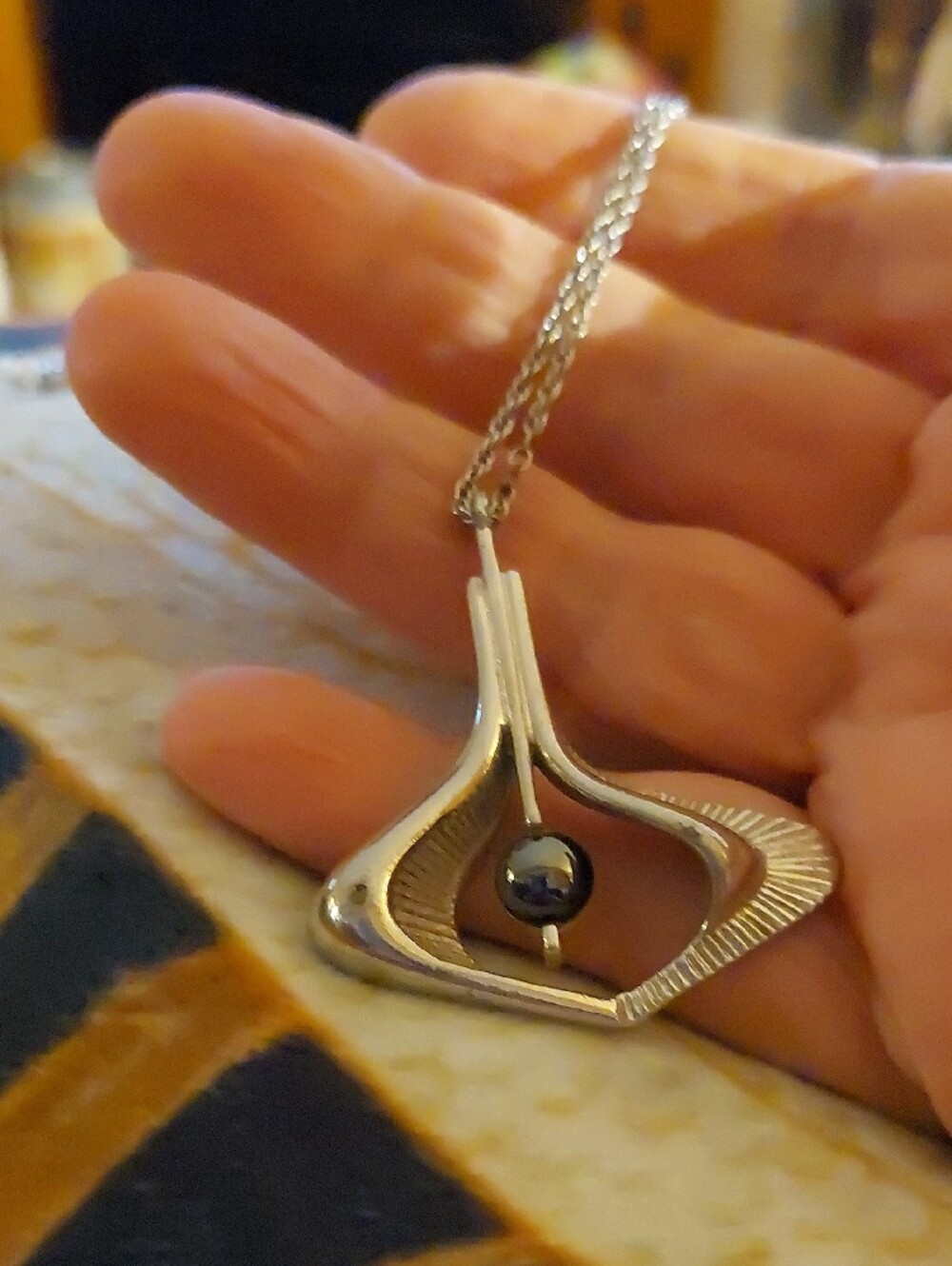 SARAH COVENTRY MCM Mid-Century 1965 Danish Modern Geometric Pendant Necklace Vtg
